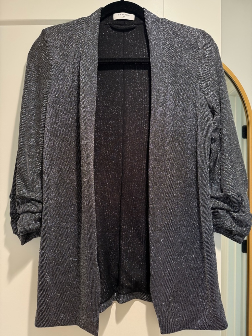 Babaton Black Knit Top with Silver Sparkle
